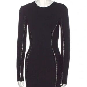Dion Lee Black Stretch Knit Eyelet Bodycon Bandage Dress size 2
